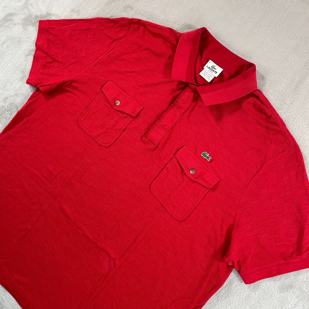 LACOSTE Slim Fit Pocket Polo Shirt Men 3XL 8 Red‎ Cotton Short Sleeve $110
